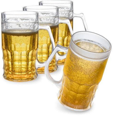 Kvota Bierkrug mit Kühlakku 0,5 L Kunststoff, Getränkekühler Kühlbecher, Bierkrug selbstkühlend, Maßkrug, Doppelwand-Krug, Partybecher (2)