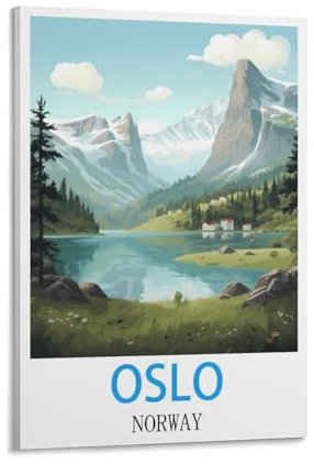 Oslo, Norwegen, Vintage-Reiseposter, 40 x 60 cm, Leinwand, Wandkunst, Wandbild, Gemälde, Dekoration, Wohnzimmer, Schlafzimmer, Dekoration