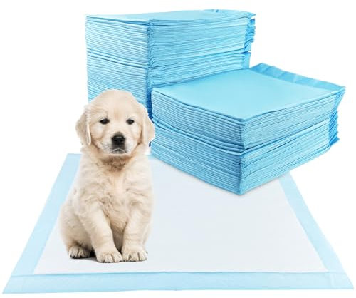 Fousenuk Inkontinenzunterlage Einweg, 60 Stück Hunde Wickelunterlage Inkontinenzunterlagen, 60 × 90cm PIPI Matten für Hunde, Puppy Pads Auslaufsicheres 5-Lagiges Design Schnell Trocknender Oberfläche