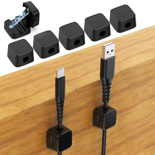 Bigqin Cable Holder Clips:8 Pack Cable Clips Self Adhesive Magnetic Cable Organiser Cable Tidy Clips for Office Supplies, Home, Wall, USB Charging Cable, Kitchen Appliances (Black)