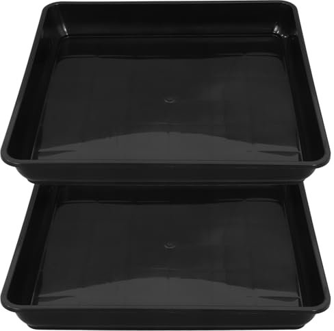 POPETPOP 2 Pack Square Plant Saucer: Thickened Plastic Plant Water Drip Tray - Water Collection Trays for Indoors and Outdoors, 41.0 x 41.0 x 5.5cm