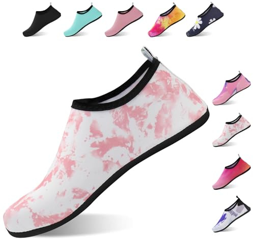 FANWINKJ Water Shoes, Yoga Shoes, Breathable and Stylish Water Shoes for Beach, Sports, Surf, and Swim, Men and Women,Tie-Dye Pink-38-39