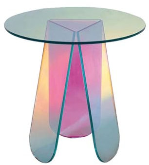 Beistelltische Acryl Regenbogen Beistelltisch Kleiner runder Tisch Wohnzimmer Haushalt Moderner einfacher Sofa Couchtisch Balkon Dazzle Color Glastisch Couchtisch(60 * 60cm)