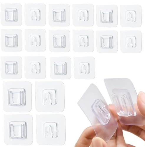 WOXJENA Klebehaken 10 Paar Set Transparent,Klebehalterung, kein Bohren erforderlich, selbstklebende doppelseitige Wandhaken,abnehmbar, geeignet für Küche, Bad, Wohnzimmer
