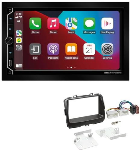 ESX VMX700DAB 2-DIN Autoradio kompatibel mit Wireless Apple CarPlay Android Auto Bluetooth DAB+ passend für KIA Carens IV ab 2013 schwarz