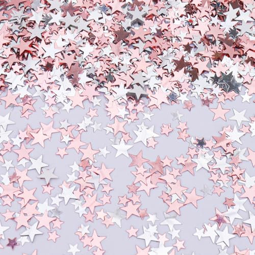 Glitzer Streudeko Sterne Konfetti Roségold Silber,Glitzersterne Konfetti Weihnachten,Streudeko Weihnachten,Sterne Confetti Tischdeko Weihnachten,Stern Deko Weihnachten, Geburtstag,Hochzeit,Silvester