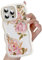 UEEBAI for iPhone 12 Pro Max Case, Floral Wave Frame Cute Curly Anti-slip Flower Case with Aesthetic Pattern, TPU Slim Bumper Shockproof Protective Cover for Women Girls - Pink Rose