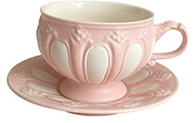 Hhaoran-9868 Cappuccino-Kaffeetassen-Set Vintage Relief Kaffeetasse Nachmittagstee Keramik Tee-Set Exquisite Bone China Kaffeetasse Kaffeebecher