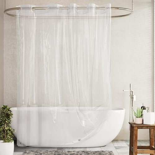 Barossa Design Transparenter Duschvorhang oder Einlage ohne Haken, weiches EVA, 10 g, extra strapazierfähig, mit 3 Magneten für Badezimmer, Standardgröße 180,3 x 188 cm, transparent