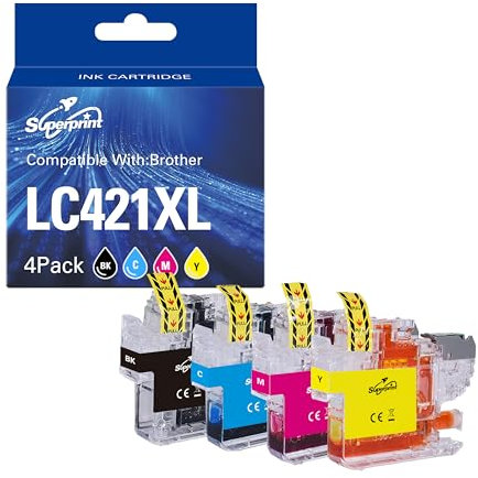 Superprint LC421XL LC-421XLVAL Druckerpatronen Multipack Kompatibel für Brother LC-421 LC-421XL Tintenpatronen für Brother DCP-J1050DW DCP-J1140DW MFC-J1010DW Drucker (Große, 4er-Pack)