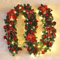 HEIBTENY 2,7M Tannengirlande Weihnachts Girlande Grün Weihnachtsgirlande Mit Weihnachtsblumen Und Schleife Mit Oder Ohne Beleuchtung Outdoor Indoor Weihnachten Deko(Rot+Lichterkette)