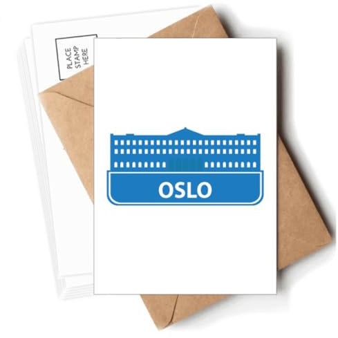 Oslo Norwegen Blaues Wahrzeichen Muster Postkarten Umschläge Blanko Notizkarten Versand