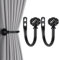 Meplait 2 Pack Curtain Holdbacks, Coin Lantern Curtain Holdbacks Curtain Tie Backs Hooks Wall Mounted Curtain Tiebacks Curtain Holders for Drapes (Black)