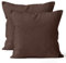 Encasa XO Conjuntos de Almohadas de algodón de algodón de 2 I 16x16 in (40x40 cm) - Gris Pardo Oscuro I No Insertar I Plain Square Cubas de Almohadas I Lavable | Solamente para Uso en Interiores
