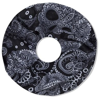 irisaa Damen Schal, Loop Schlauchschal leichter mit Totenkopf Muster, Halstuch Rundschal Loopschal für Frühling Herbst Ganzjährig, Schals Farbe 2019:schwarz