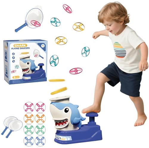 Pardofelis Juegos Aire Libre Niños, Lanzador de Platillo Volador, Juguetes de Hélice para Exterior, Juegos Jardin para Niños Exterior, Cohete Juguete Lanzador para Niños y Niñas