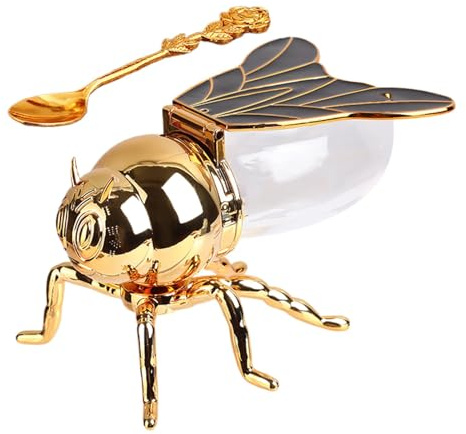 Dekorative Bienenformglas Honigglas, Bienenförmige Honigglas, Honigbehälter, Bienenförmige Honigtöpfe Zum Gewürzen, Tierstatue, Golden Zuckerhalterschale, Sirupspender Für Sirupe, Gewürze Und Öl