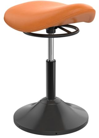ZFUCMAYL Sattelhocker, Hebe-Wackelhocker, Stehstuhl Mit 360°-Drehung, Kippbarer Balancestuhl Mit Einstellbarer Höhe for Aktives Lernen Im Sitzen(Orange)