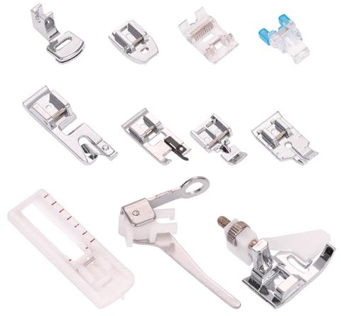 NouveLife 11 Pièces Pieds de Biche pour Machine à Coudre Domestique à Bras Bas Pieds-de-Biche Pieds Presseurs Set Compatible pour Brother Singer Janome Toyota (Version Améliorée)