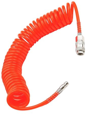 TIANLIN Tubo per Compressore Aria 6 M Arancione, PU Tubo per Compressore, Dotato di Raccordo Rapido da 1/4 di Pollice, Diametro del 5×8 mm (Pressione Massima 10 Bar), Utilizzato per Compressori