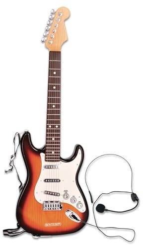 Bontempi | Rock on – Guitare Rock Électronique sans Fil avec Micro, Sangle de Transport et Morceaux Préenregistrés, 67 cm