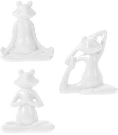 GLEAVI 3stücke Yoga Frosch Dekoration Keramik Frosch Heimornament Schreibtisch Dekoration Ornament Für Büro Wohnung Restaurant