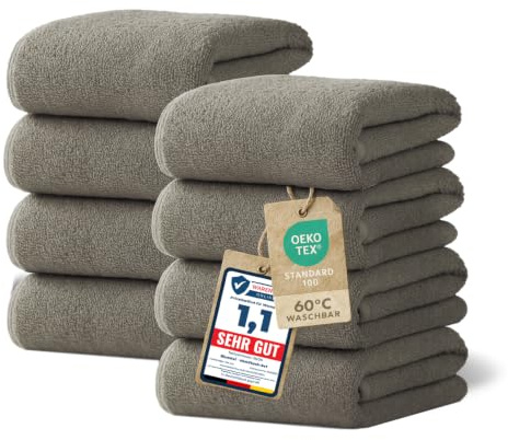 Blumtal Premium Frottier Handtücher Set 8 teilig 100% Baumwolle - Oeko-TEX zertifiziertes Handtuch 50x100 cm (8X) - saugstarke Handtücher waschbar bei 60 °C - Handtuch Grau