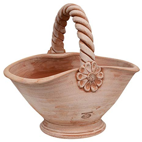 Biscottini Terrakotta-Übertopf 46 x 34 x 46 cm – Vase für den Innen- und Außenbereich in Korbform – große Töpfe Made in Italy – Blumentöpfe für Blumen im Freien – Pflanzgefäß aus Terracotta