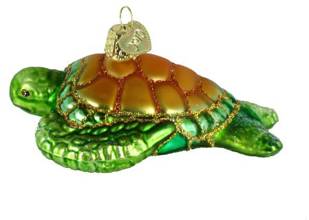 Old World Christmas Turtles Glass Blown Ornaments for Christmas Tree Green Sea