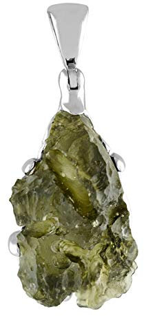 Starborn Natur Moldavit 10-15 Karat Anhänger 925 Sterling Silber