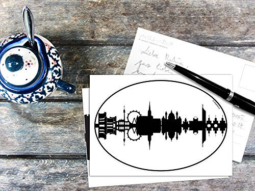 44spaces Sticker-Postkarte mit schwarzer Wien - Silhouette - City Sticker-Postcards