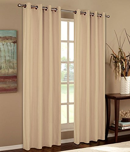Mikrofaser Vorhang blickdichte Matte unifarbene Gardine, Sand Ösen, 225x140 Schal. Material aus Microsatin-Gewebe., 204000