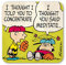 Logoshirt® Peanuts | Charlie Brown & Lucy I Concentrate I Untersetzer | Kork | 10x10cm | langlebiger Druck | Lizenziertes Originaldesign