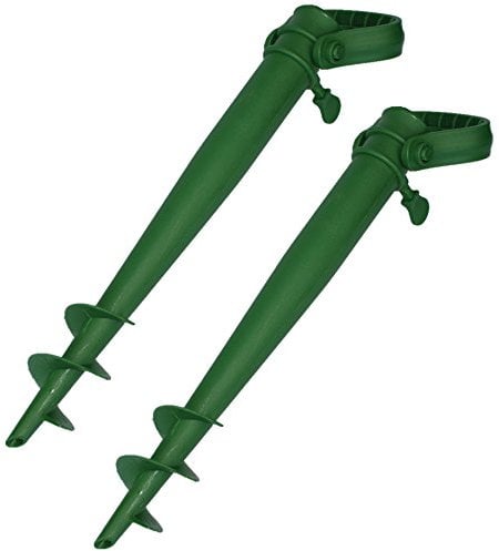 CrazyGadget 2 x Garden Beach Parasol Umbrella Rotary Airer Flag Pole Anchor Screw In Ground Spike Stand Holder (Green)