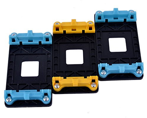 sourcing map Plastic CPU Fan Bracket Holder Base Blue Yellow 3pcs for AMD AM2 AM2+ AM3 AM3+ FM1