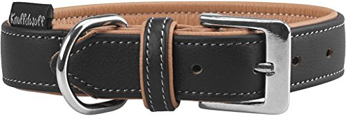 Knuffelwuff Hundehalsband Leder Lederhalsband Hund weiches Leder Arcadia 40-47 Schwarz