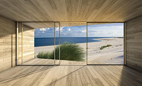 Forwall Vlies Fototapete Strand 368x254 cm Meer | Hochwertige Vliestapete, für Wohnzimmer Schlafzimmer, Vliestapete Wandtapete Tapete 3D Effekt- inkl. Kleister