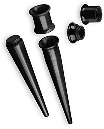 Piersando Dehnungsstab Ohr Piercing Dehnstift Dehner Ohrdehner Dehnstab Flesh Tunnel Plug Expander Taper Stab Gerade 10mm Schwarz