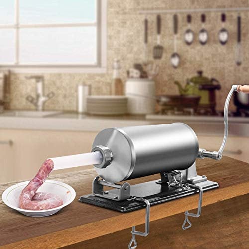 COSTWAY 4 kg Insaccatrice per Salsiccia, Macchina per la Produzione di Salsicce, Insaccatrice Manuale per Uso Domestico, Salsicce Siringa con 4 Tubi di Riempimento