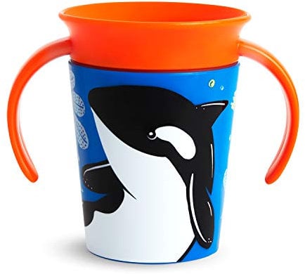 Munchkin Miracle 360 grados Wildlove Vaso de Entrenamiento con Asas, Set de 1, Orca, 177 ml