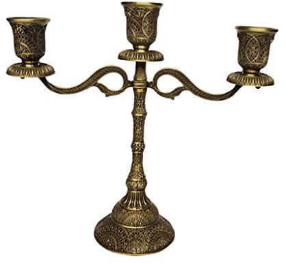 LOVIVER Vintage Kerzenleuchter Kerzenhalter Kerzenständer Stabkerze Kandelaber Leuchter, 3-armig Bronze