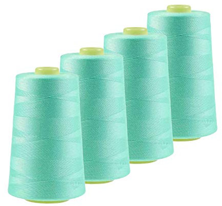4 x 4572m Qualitäts Overlock-Garn Oeko-Tex Overlock-Nähgarn Farben 581 bis 620, Farbe:A608 helltürkis