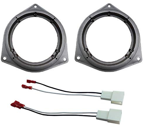 DKMUS 6.5 Car Door Speaker Mount Adapter Plates for Toyota Venza Solara RAV4 Camry Celica Echo Corolla Highlander 4 Runner Tundra Sequoia Yaris Prius Avalon Stand Ring Kit 1 Pair + Wiring Harness