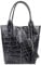 Made IN Italy Damen XXL Leder Tasche Wildleder Shopper Schultertasche + Schmucktasche (Dunkelgrau Kroko)