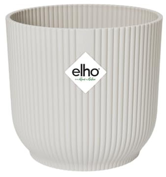 Elho Vibes Fold Round 18 - Vaso per Piante da Interno - Ø 18.3 x H 16.8 cm - Bianco/Silky White