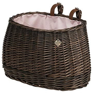 e-wicker24 Alles aus Weide Fahrradkorb vorne Groß Korb geflochten für Fahrrad Gepäckträger Retro Fahrradkorb aus Weide für Lenker Vintage Stil Weidentransporter Einkaufskorb Weide (Dunkelbraun)