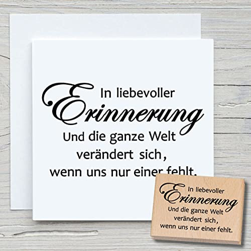 NEWSTAMPS Stempel In liebevoller Erinnerung Motivstempel groß aus Holz & Gummi zum Karten und Geschenke basteln, Holzstempel für Trauer, Sprüche, Abschied, Beisetzung, Scrapbook, Textilstempel, Deko