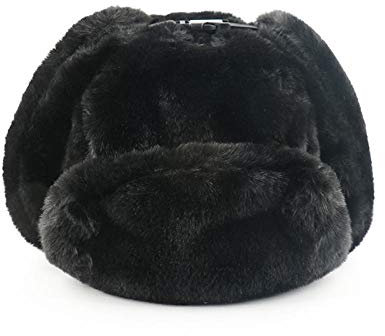 Russen Mütze Herren Schwarzer Trooper Hut Mens Army Military Russischer Ushanka Bomber Hut Winter Warm Caps Pilot Earflap Trapper -Black