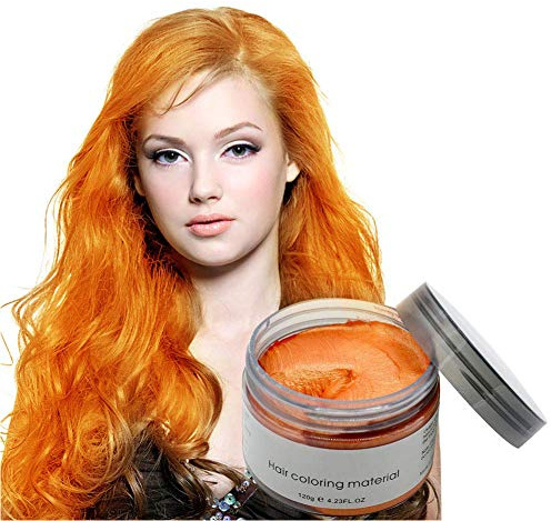 TEEROVA Haarfarben-Wachs, sofortige Haarfarbe, temporäre Frisuren-Creme-Schlamm, 120 g, natürliche Frisuren-Pomade für Männer und Frauen, Orange