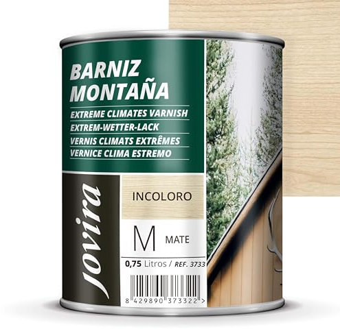 JOVIRA PINTURAS Barniz montaña al disolvente. Especial resistencia en zonas montañosas, para exterior-interior, incoloro. (750 Mililitros, Mate)